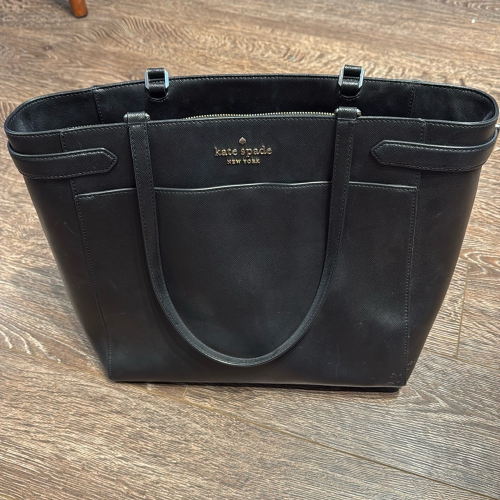 kate spade Staci Laptop Tote - Fits 15” laptop | Black with gold hardware